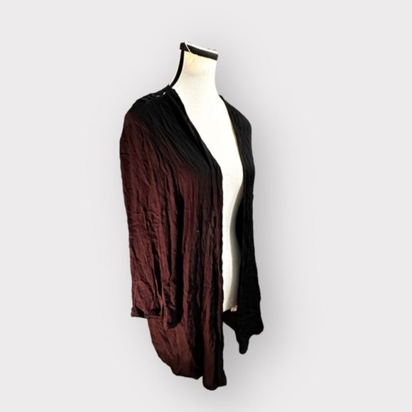 Host Pick Women’s Torrid 1 Black Crinkle Gauze Crochet Lace Inset Kimono 1X 1XL - Picture 7 of 14